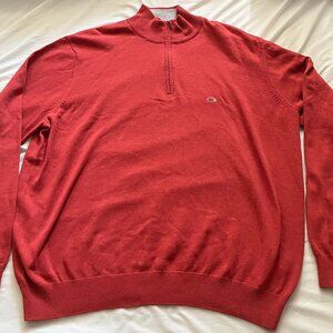 NWT Van Heusen Studio Men’s Quarter Zip Size XXL Red Cotton Sweater